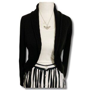 H&M Black cropped open front shrug cardigan ~ Goth XS SMALL MEDIUM knit sweater
